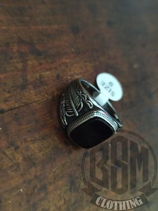 Anello Uomo Pietra Nera rettangolare