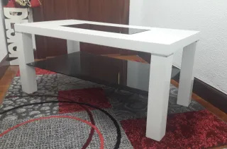 Mesa de centro diseño lacada y cristal negro