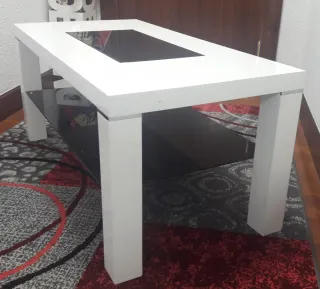 Mesa de centro diseño lacada y cristal negro