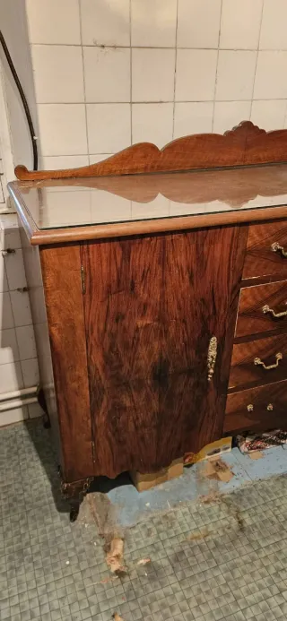 Comoda de salón madera y cristal, MUEBLE