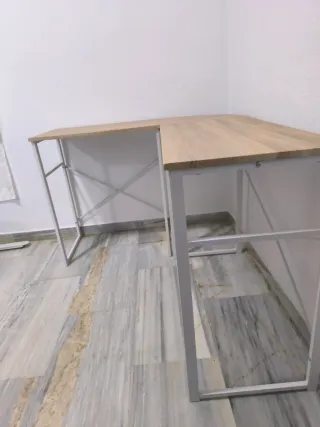 Mesa Escritorio Esquinera Madera y Metal