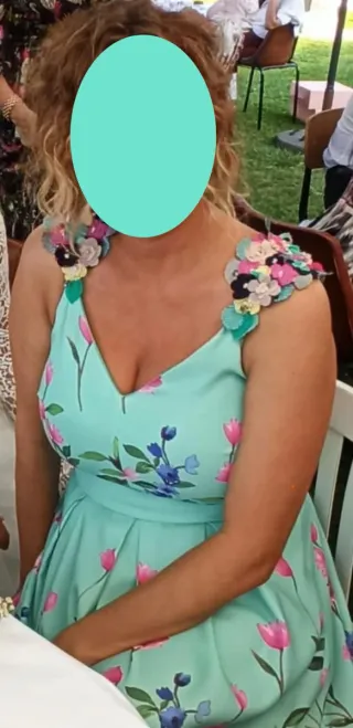 Vestido fiesta/boda evassé floral T.42