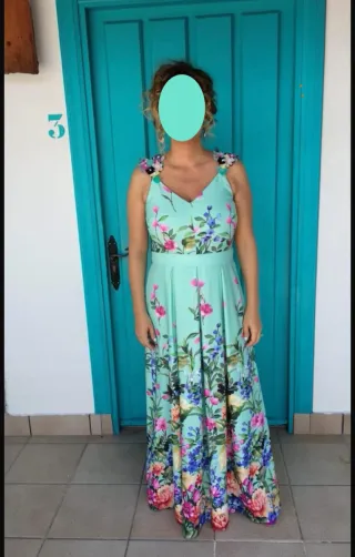 Vestido fiesta/boda evassé floral T.42