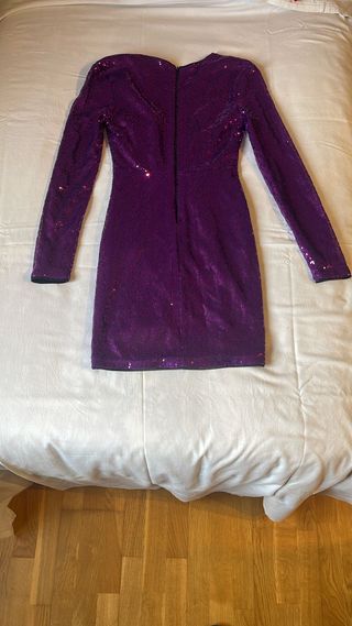 Vestido Morado Lentejuelas Talla XS
