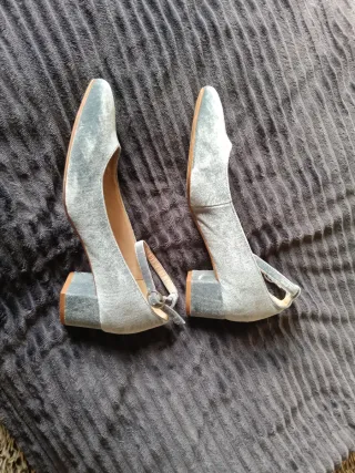 Zapatos de terciopelo azul/gris