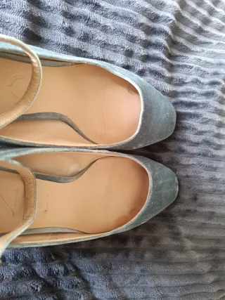 Zapatos de terciopelo azul/gris