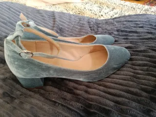 Zapatos de terciopelo azul/gris