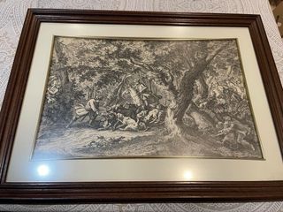 Set di 2 quadri incisi sulla caccia 40x50