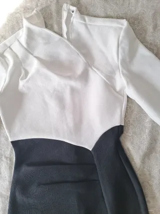 Vestido elegante negro y blanco