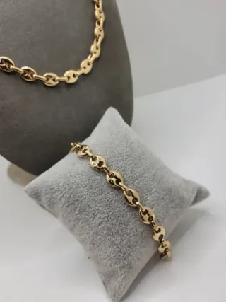 Conjunto Cadena y Pulsera Granos de Café