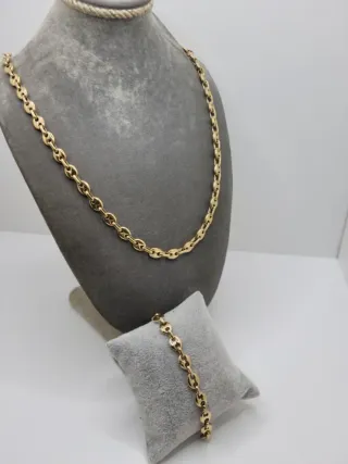 Conjunto Cadena y Pulsera Granos de Café