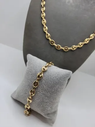 Conjunto Cadena y Pulsera Granos de Café