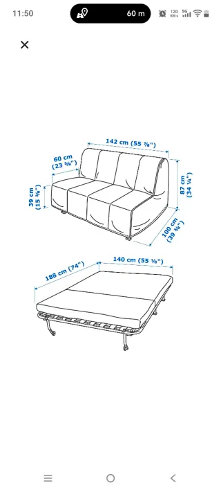 Sofá cama fácil de desplegar