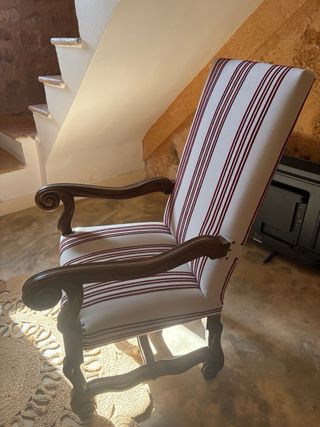 Sillón mallorquín rayas rojo y blanco