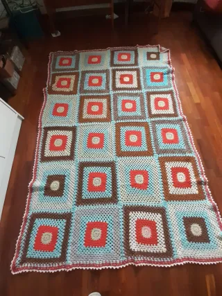 Coperta Patchwork Beige, Blu, Marrone, Rosso