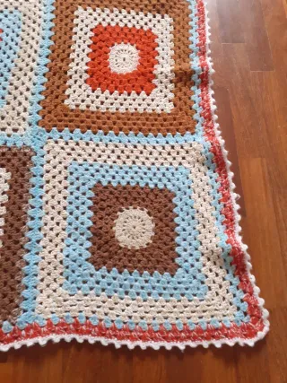 Coperta Patchwork Beige, Blu, Marrone, Rosso