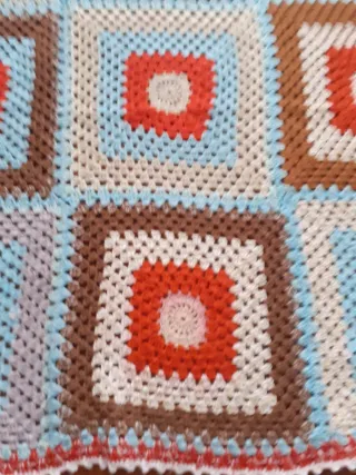 Coperta Patchwork Beige, Blu, Marrone, Rosso