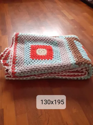 Coperta Patchwork Beige, Blu, Marrone, Rosso