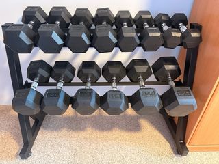 Set Mancuernas hexagonales 5-30 kg con Soporte