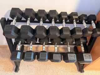 Set Mancuernas hexagonales 5-30 kg con Soporte