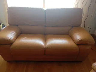 Sofá 3+2 de piel marrón Marca Granfort