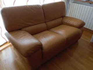 Sofá 3+2 de piel marrón Marca Granfort