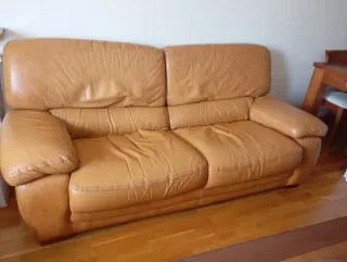 Sofá 3+2 de piel marrón Marca Granfort