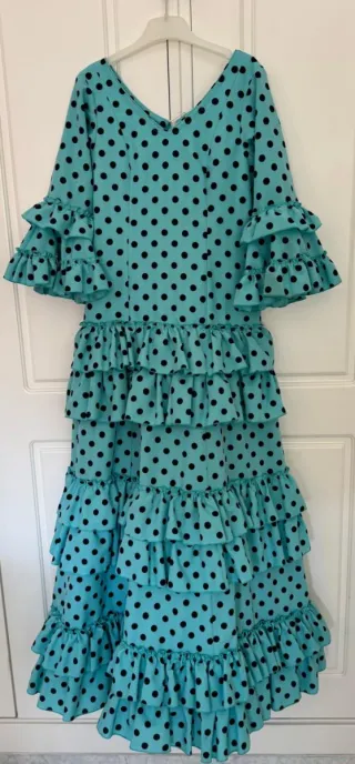 Traje Flamenca Lunares Turquesa 11-13 años nuevo