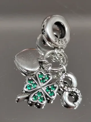 Colgante Trébol Corazón Infinito Plata 925