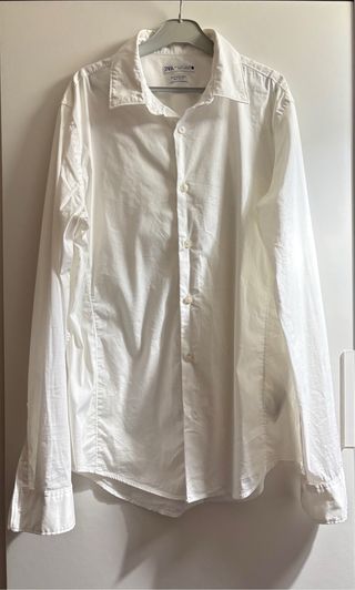 Conjunto Zara Camisa Blanca y Pantalón Azul