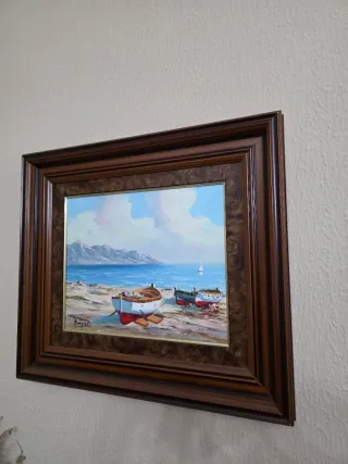 Cuadro Pintura Marítima Barcos Madera