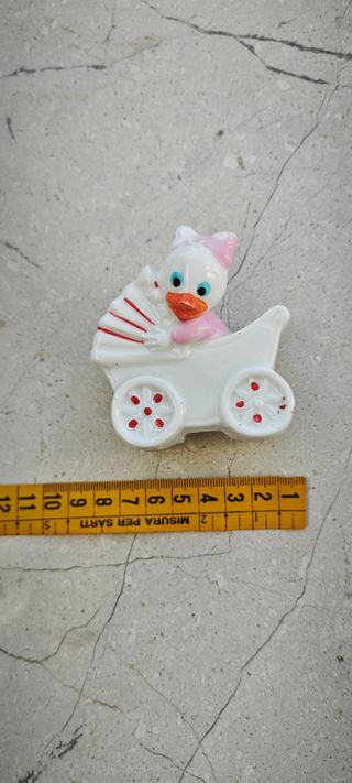 Paperina carrozzina ceramica baby shower nascita