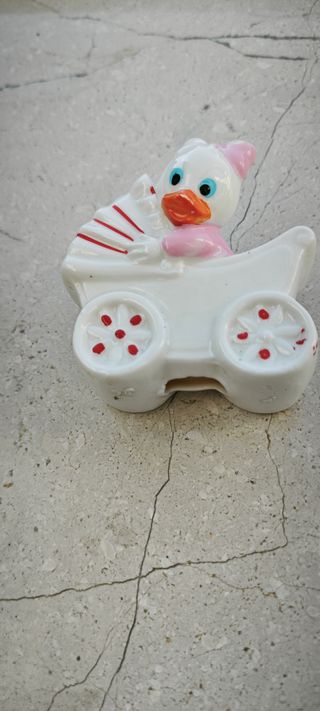 Paperina carrozzina ceramica baby shower nascita