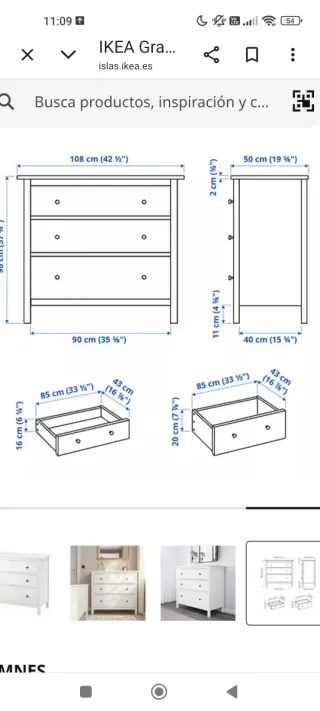 Cómoda blanca 3 cajones