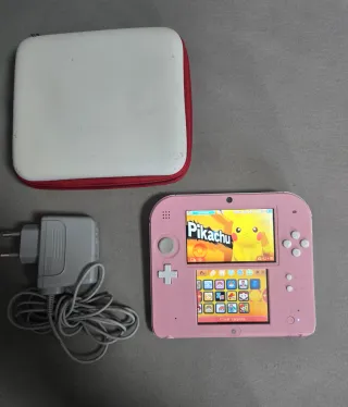 Nintendo 2DS Rosa con Cargador y Funda