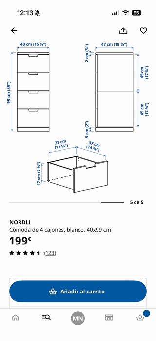 Cómoda Nordli 4 cajones blanca