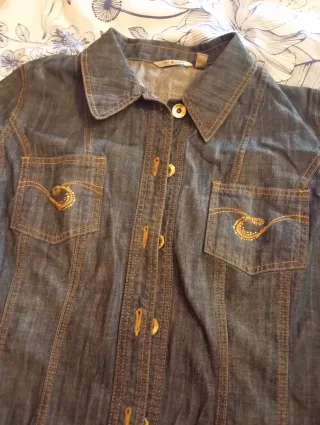 Cazadora tejana azul con detalles dorados T48