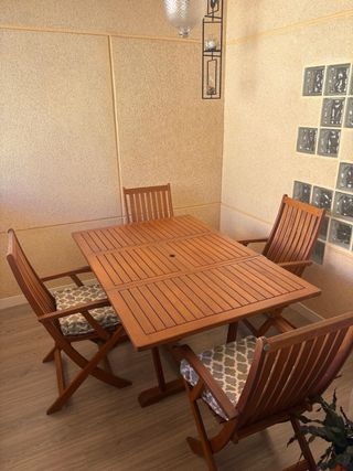 Conjunto mesa y 6 sillas jardín madera acacia