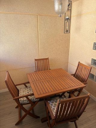 Conjunto mesa y 6 sillas jardín madera acacia