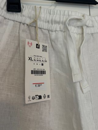 Pantalón lino Zara blanco