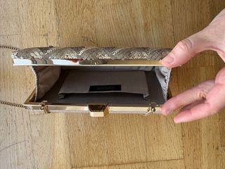 NUEVO Bolso fiesta lentejuelas dorado y beige