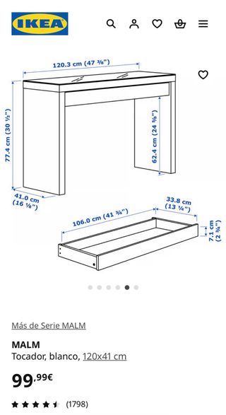Tocador IKEA Malm Blanco y Cristal