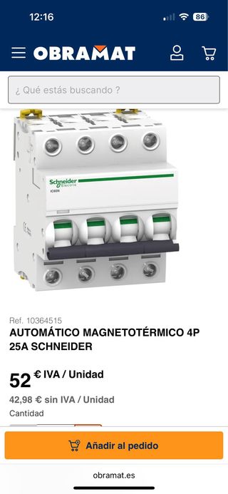 Interruptores Automáticos y Diferenciales Schneide