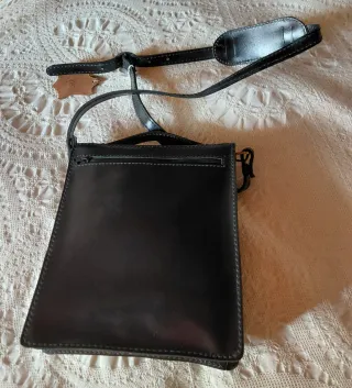 Bolso de piel auténtica negro