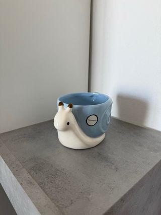 Tazza Lumaca Ceramica Blu e Bianca