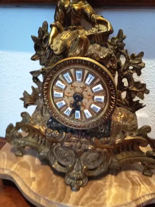 Reloj Bronce y Mármol Antiguo
