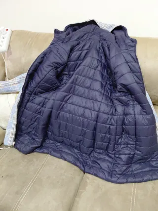 Chamarra cuadros azul mujer