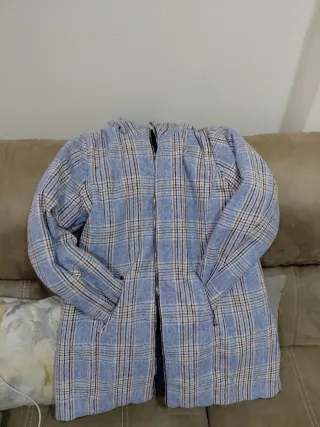 Chamarra cuadros azul mujer