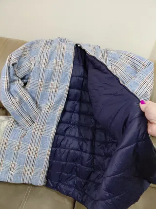 Chamarra cuadros azul mujer