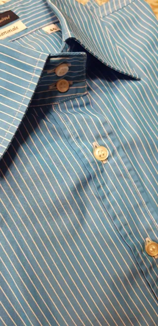 Camisa italiana azul rayas blancas talla 42